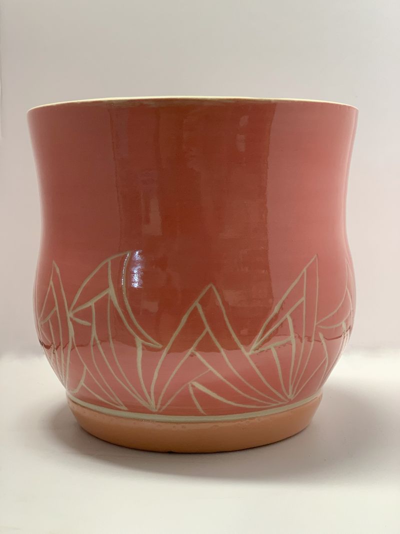 Cache-pot en céramique ANJALI corail