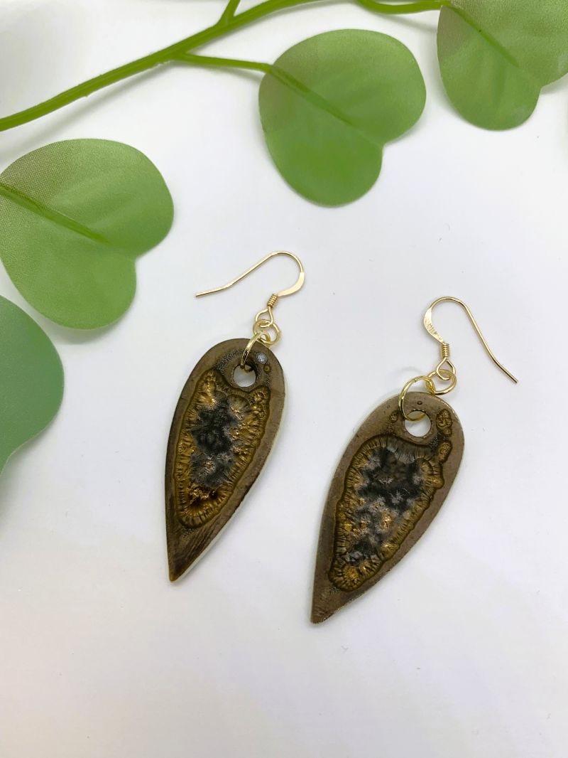 boucles d'oreilles porcelaine audra - gris doré