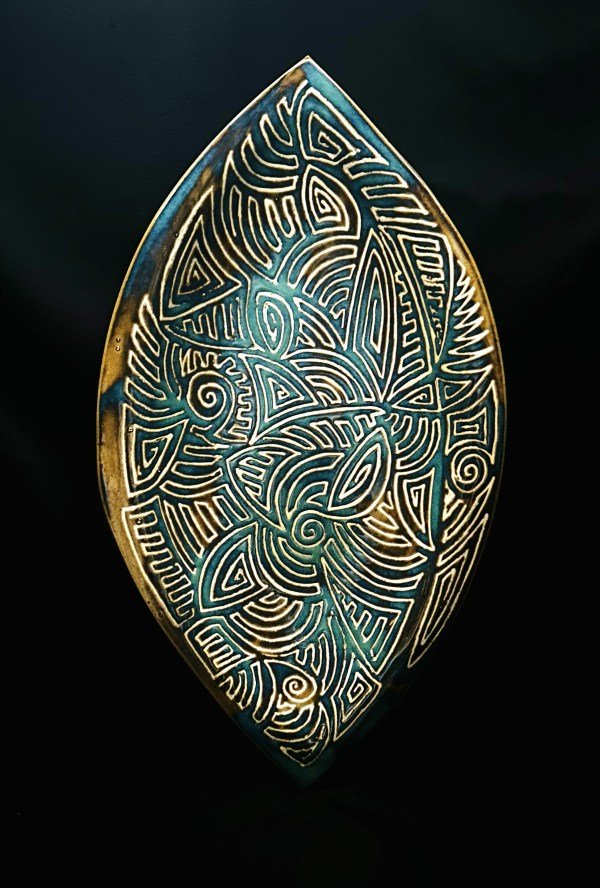 Coupe en céramique LEIYANJA - Décor Leiya turquoise
